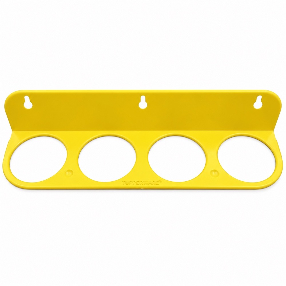 Vintage Tupperware Spice Rack Kitchen Yellow 4 Slot Wall Mount Spice Jar Holder